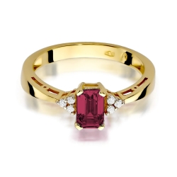 Pierścionek zaręczynowy z żółtego złota z rubinem i diamentami 0,03ct Fire Of Love BW-02-rubin