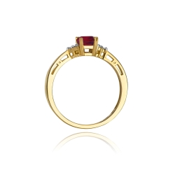 Pierścionek zaręczynowy z żółtego złota z rubinem i diamentami 0,03ct Fire Of Love BW-02-rubin