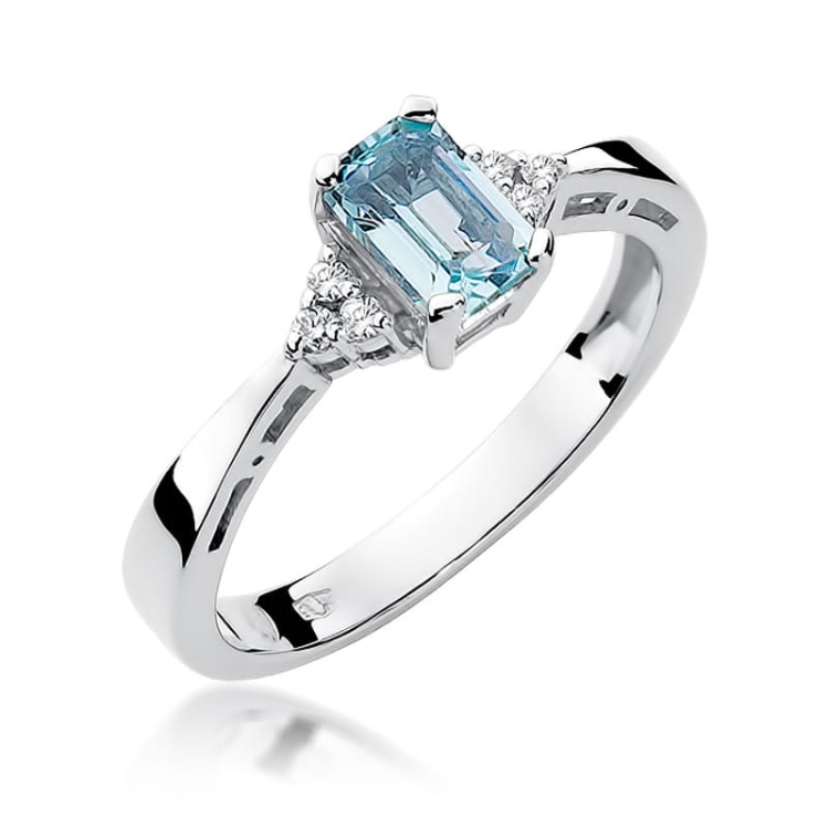 Pierścionek zaręczynowy z białego złota z topazem i diamentami 0,03ct Fire Of Love BW-02-topaz