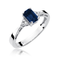 Pierścionek zaręczynowy z białego złota z szafirem i diamentami 0,03ct Fire Of Love  BW-02-szafir