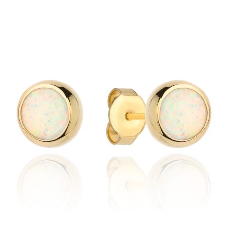 Przejdź do produktu Kolczyki złote opal w oprawie złota 8mm 