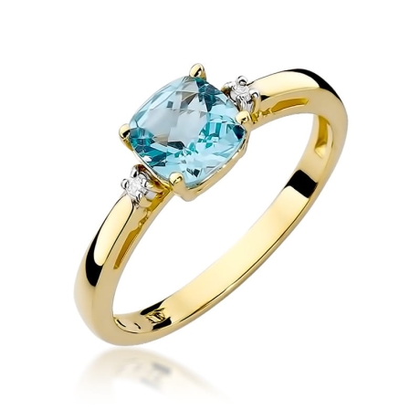 Przejdź do produktu Pierścionek zaręczynowy z żółtego złota z topazem i diamentami 0,03ct Fire Of Love