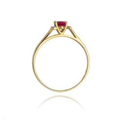 Pierścionek zaręczynowy z żółtego złota z rubinem i diamentami 0,05ct Fire Of Love BW-05-rubin