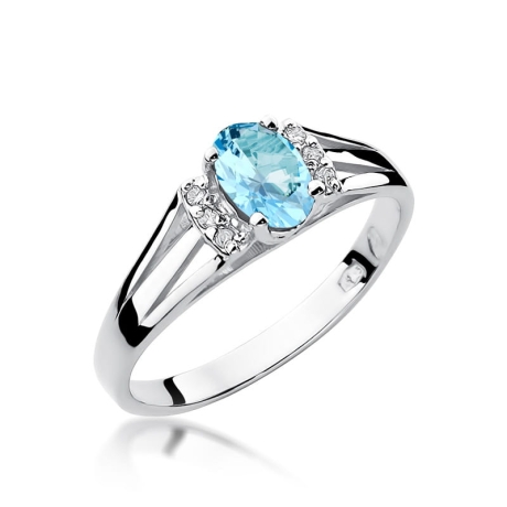 Przejdź do produktu Pierścionek zaręczynowy z białego złota z topazem i diamentami 0,05ct Fire Of Love