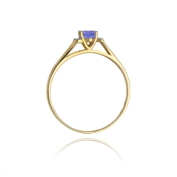 Pierścionek zaręczynowy z żółtego złota z tanzanitem i diamentami 0,05ct Fire Of Love BW-05-tanzanit