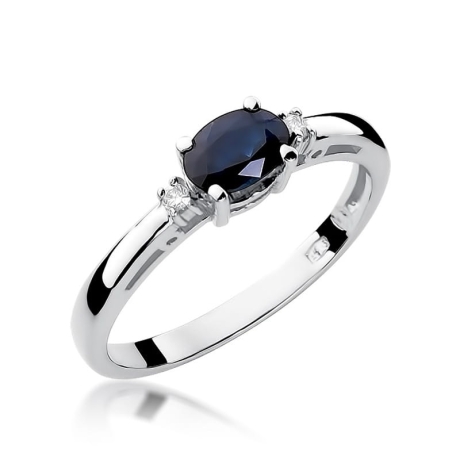 Przejdź do produktu Pierścionek zaręczynowy z białego złota z szafirem i diamentami 0,03ct Fire Of Love 