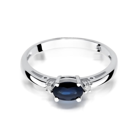 Przejdź do produktu Pierścionek zaręczynowy z białego złota z szafirem i diamentami 0,03ct Fire Of Love 