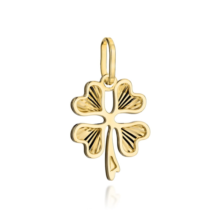 Zawieszka złota diamentowana koniczynka