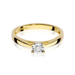 Pierścionek zaręczynowy z żółtego złota z diamentem 0,08ct Fire Of Love BW-07