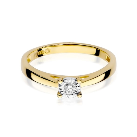 Przejdź do produktu Pierścionek zaręczynowy z żółtego złota z diamentem 0,08ct Fire Of Love