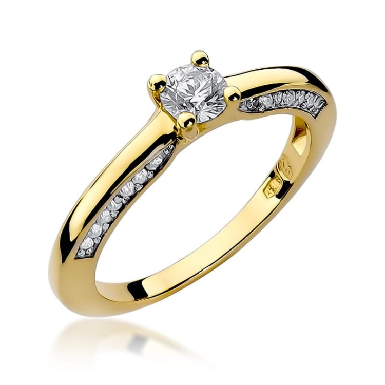 Pierścionek zaręczynowy z żółtego złota z diamentami 0,44ct Fire Of Love BW-09