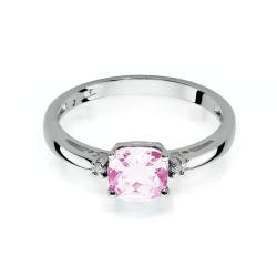Pierścionek zaręczynowy z białego złota z różowym topazem i diamentami 0,03ct Fire Of Love BW-03-różowy_topaz