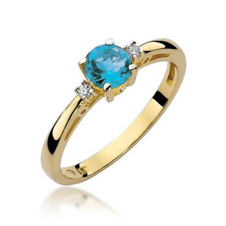 Przejdź do produktu Pierścionek zaręczynowy z żółtego złota z topazem i diamentami 0,03ct Fire Of Love