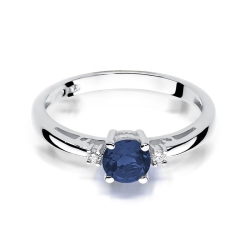 Pierścionek zaręczynowy z białego złota z szafirem i diamentami 0,03ct Fire Of Love BW-10-szafir