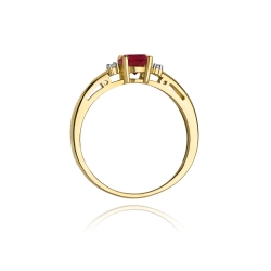 Pierścionek zaręczynowy z żółtego złota z rubinem i diamentami 0,03ct Fire Of Love  BW-10-rubin