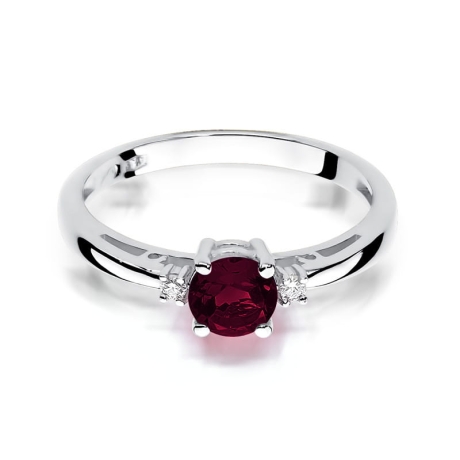 Przejdź do produktu Pierścionek zaręczynowy z białego złota z granatem i diamentami 0,03ct Fire Of Love