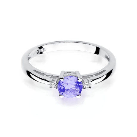 Przejdź do produktu Pierścionek zaręczynowy z białego złota z tanzanitem i diamentami 0,03ct Fire Of Love