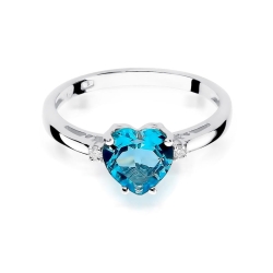 Pierścionek zaręczynowy z białego złota z topazem i diamentami 0,03ct Fire Of Love  BW-12-topaz-b