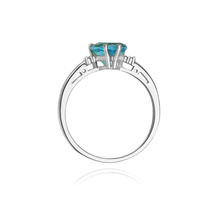 Pierścionek zaręczynowy z białego złota z topazem i diamentami 0,03ct Fire Of Love  BW-12-topaz-b