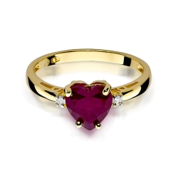 Pierścionek zaręczynowy z żółtego złota z rubinem i diamentami 0,03ct Fire Of Love BW-12-rubin