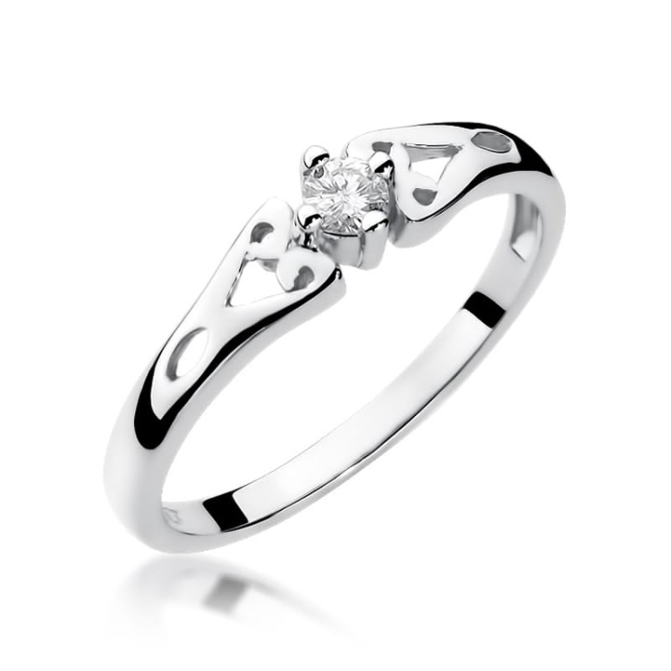 Pierścionek zaręczynowy z białego złota z diamentem 0,10ct Fire Of Love GW-13-b