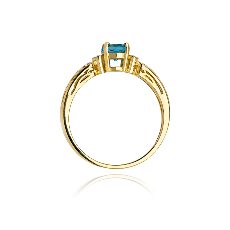 Pierścionek zaręczynowy z żółtego złota z topazem i diamentami 0,02ct Fire Of Love BW-14-topaz