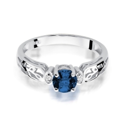 Pierścionek zaręczynowy z białego złota z szafirem i diamentami 0,02ct Fire Of Love BW-14-szafir-b