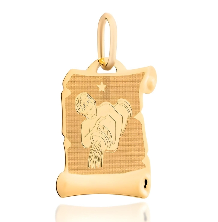 Złota zawieszka znak zodiaku wodnik - papirus
