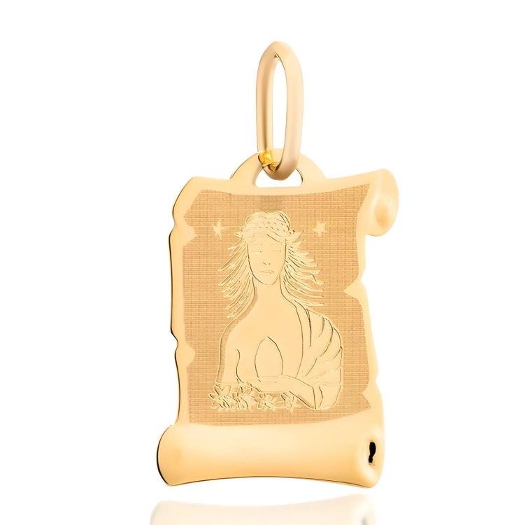 Złota zawieszka znak zodiaku panna - papirus