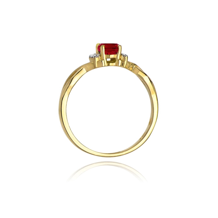 Pierścionek zaręczynowy z żółtego złota z rubinem i diamentami 0,05ct Fire Of Love BW-19-rubin