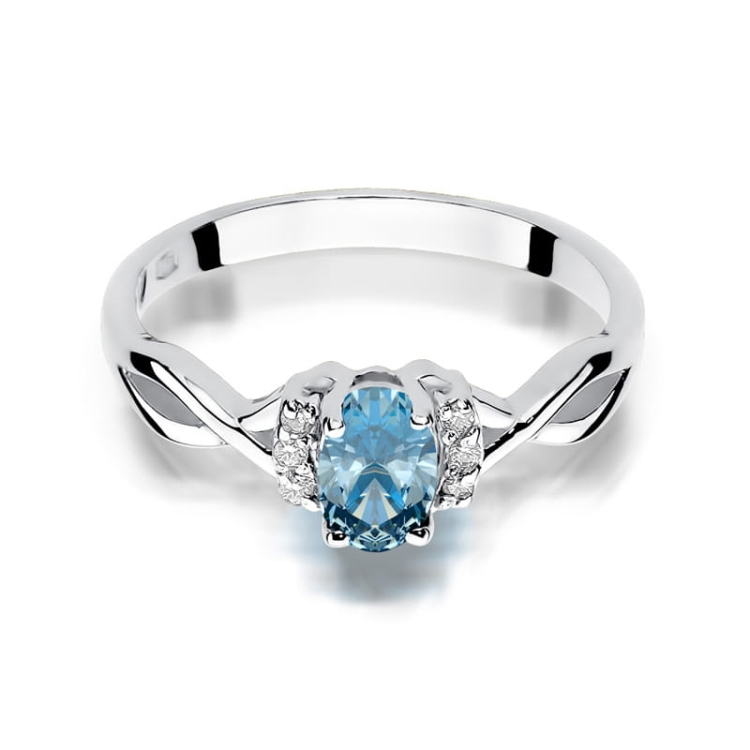Pierścionek zaręczynowy z białego złota z topazem i diamentami 0,06ct Fire Of Love BW-19-topaz-b