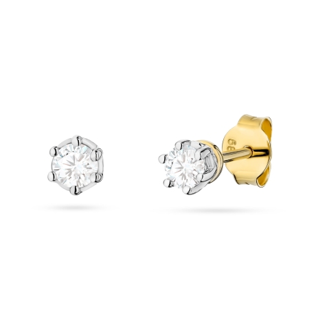 Przejdź do produktu Kolczyki BK0068 Diament Laboratoryjny 2 x 0,15ct żółte złoto 