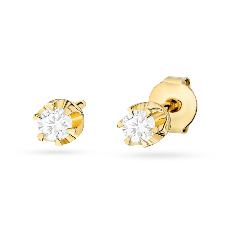 Przejdź do produktu Kolczyki BK0032 Diament Laboratoryjny 2 x 0,10ct żółte złoto