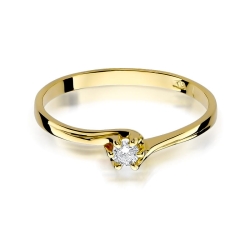 Pierścionek zaręczynowy z żółtego złota z diamentem 0,10ct Fire Of Love BW-21