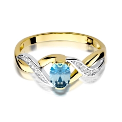 Pierścionek zaręczynowy z żółtego złota z topazem i diamentami 0,05ct Fire Of Love BW-28-topaz