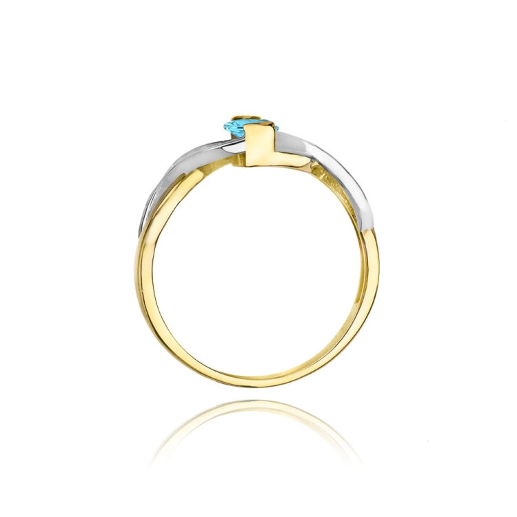 Pierścionek zaręczynowy z żółtego złota z topazem i diamentami 0,05ct Fire Of Love BW-28-topaz