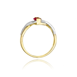 Pierścionek zaręczynowy z żółtego złota z rubinem i diamentami 0,05ct Fire Of Love BW-28-rubin