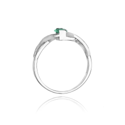 Pierścionek zaręczynowy z białego złota z szmaragdem i diamentami 0,05ct Fire Of Love BW-28-szmaragd-b