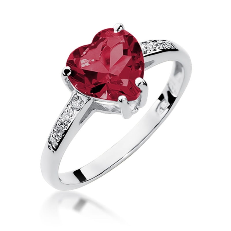 Pierścionek zaręczynowy z białego złota z rubinem i diamentami 0,04ct Fire Of Love BW-31-rubin-b