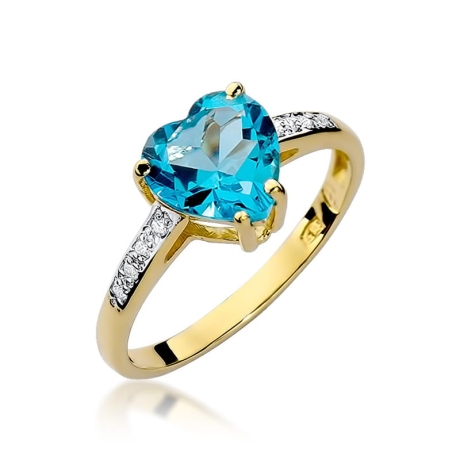 Przejdź do produktu Pierścionek zaręczynowy z żółtego złota z topazem i diamentami 0,04ct Fire Of Love 