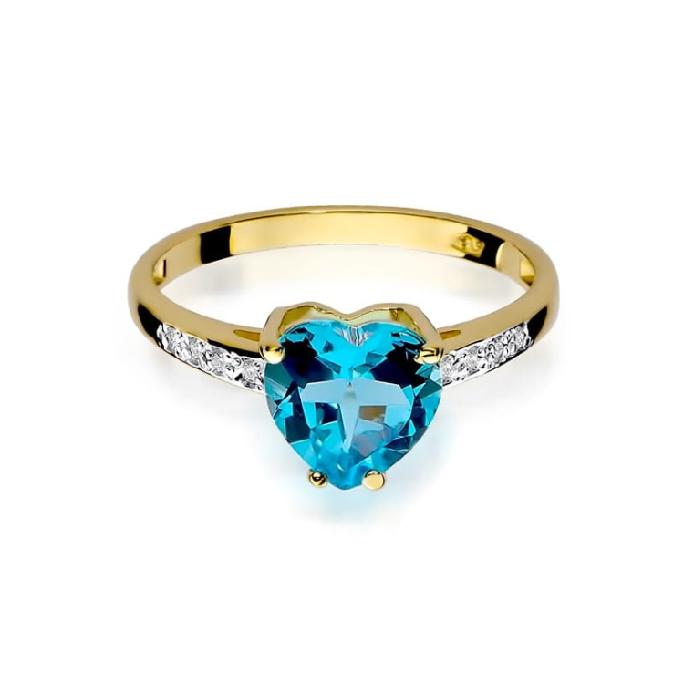 Pierścionek zaręczynowy z żółtego złota z topazem i diamentami 0,04ct Fire Of Love