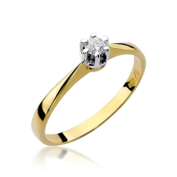Pierścionek zaręczynowy z żółtego złota z diamentem 0,10ct Fire Of Love BW-36-0,10ct