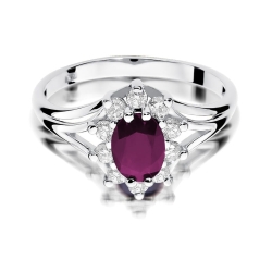 Pierścionek zaręczynowy z białego złota z rubinem i diamentami 0,30ct Fire Of Love BW-37-rubin-b