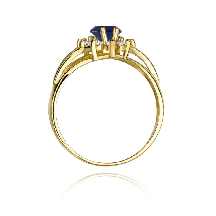 Pierścionek zaręczynowy z żółtego złota z szafirem i diamentami 0,30ct Fire Of Love BW-37-szafir