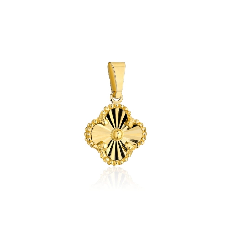 Zawieszka złota diamentowana koniczynka 6mm