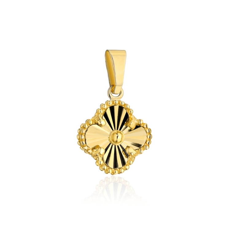 Zawieszka złota diamentowana koniczynka 8mm