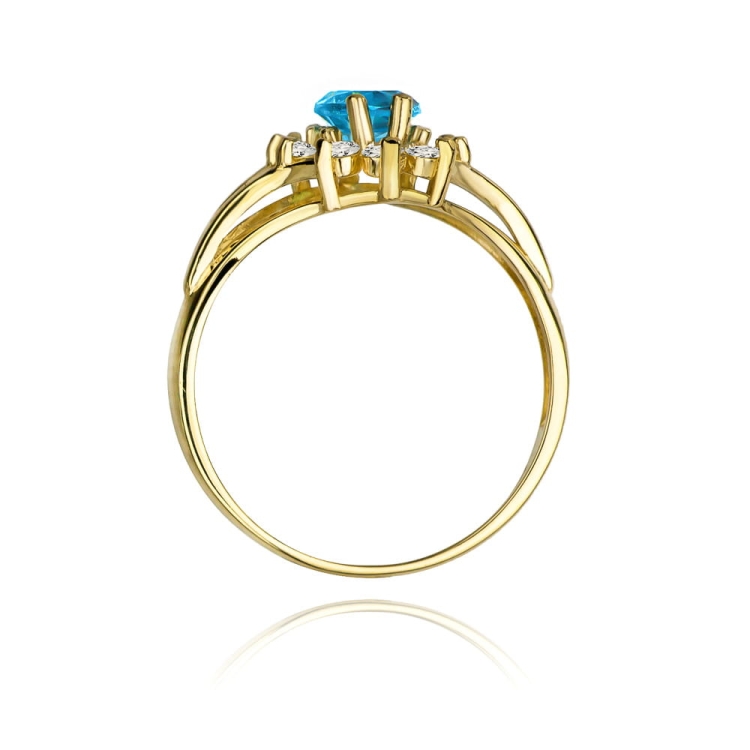 Pierścionek zaręczynowy z żółtego złota z topazem i diamentami 0,30ct Fire Of Love BW-37-topaz
