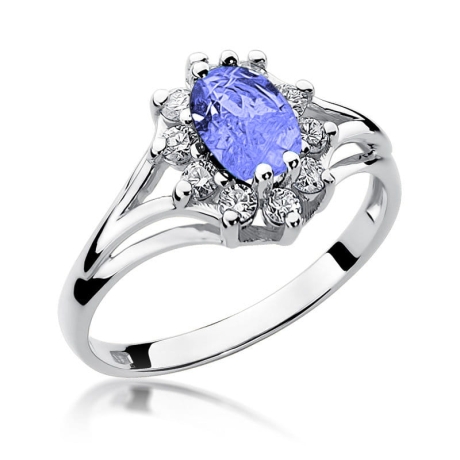 Przejdź do produktu Pierścionek zaręczynowy z białego złota z tanzanitem i diamentami 0,30ct Fire Of Love