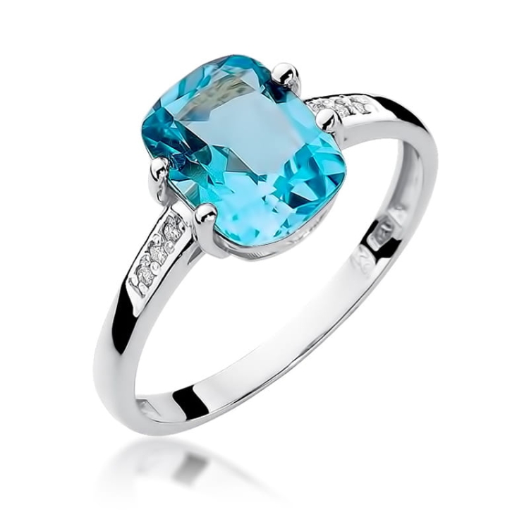 Pierścionek zaręczynowy z białego złota z topazem i diamentami 0,03ct Fire Of Love BW-38-topaz-b