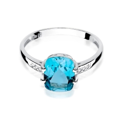 Pierścionek zaręczynowy z białego złota z topazem i diamentami 0,03ct Fire Of Love BW-38-topaz-b
